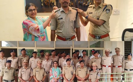 गुना पुलिस में पदोन्नत अधिकारी-कर्मचारियों का सम्मान