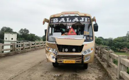 सिंध नदी पुल पर ब्रेक फेल होने से भिड़ीं बस और मिनी ट्रक