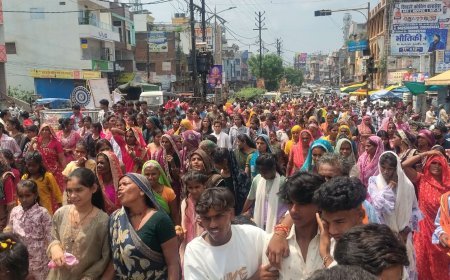 बाबा रामदेव जन्मोत्सव पर निकली भव्य शोभायात्रा
