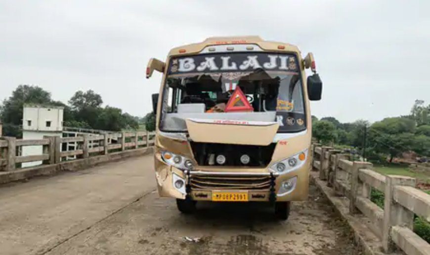 सिंध नदी पुल पर ब्रेक फेल होने से भिड़ीं बस और मिनी ट्रक